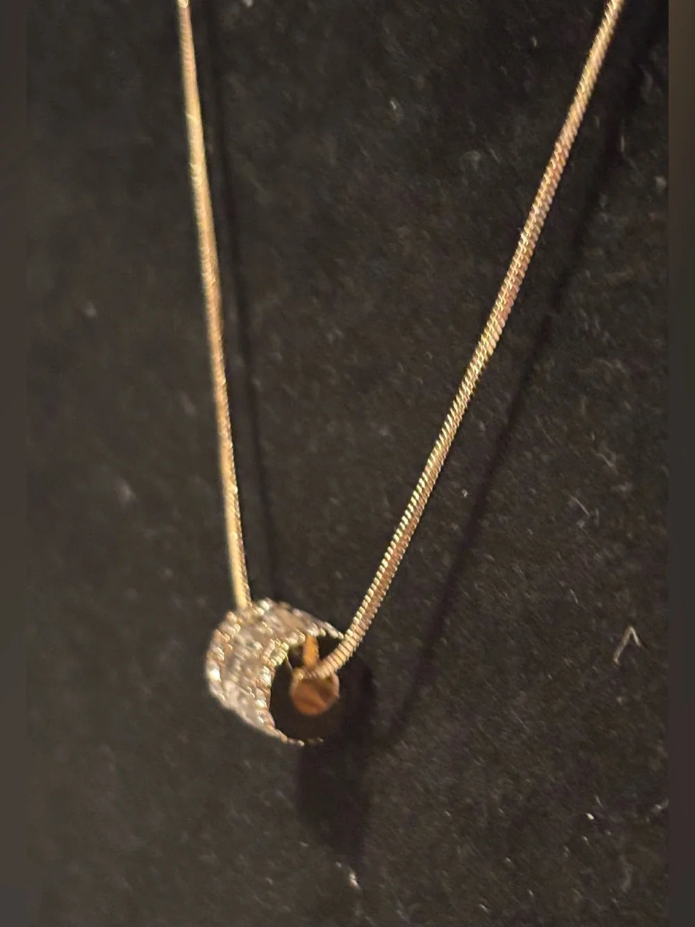 GUESS Gold Toned Stainless Steel Cylindrical Pendant & Zircon Necklace NWT
